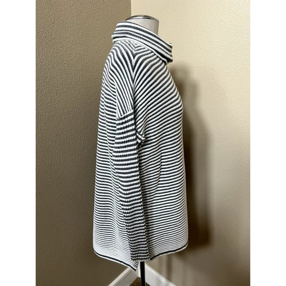 CHICO'S ZENERGY women's sweater striped cowl neck casual size Size 2 LARGE - Picture 2 of 4